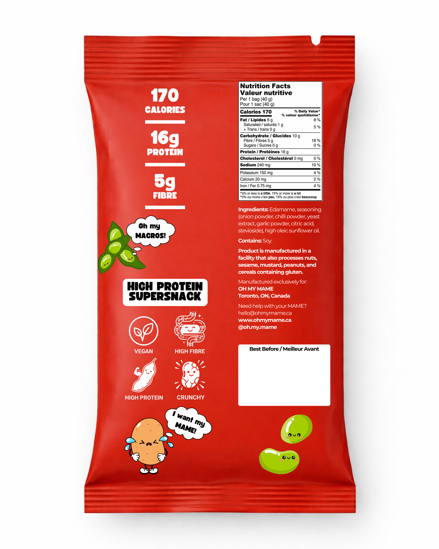 Oh My Mame Sweet Heat Edamame – High-Protein Snack (24-Pack)