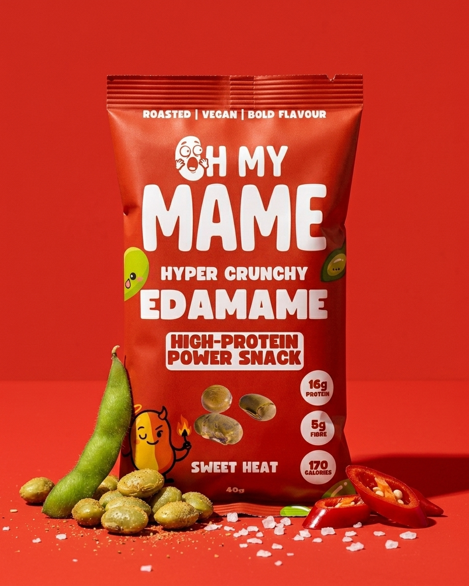 Oh My Mame Sweet Heat Edamame – High-Protein Snack (24-Pack)